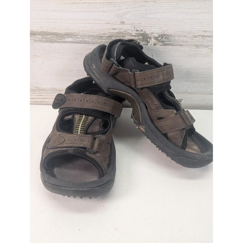 FootJoy Golf Sandals Mens 8M Brown Leather Spiked 45007 Softspikes‎ FJ Logo